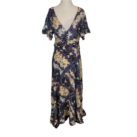 Abel The Label Anthropologie Ghandi Blue Floral Maxi Dress - Picture 2 of 9